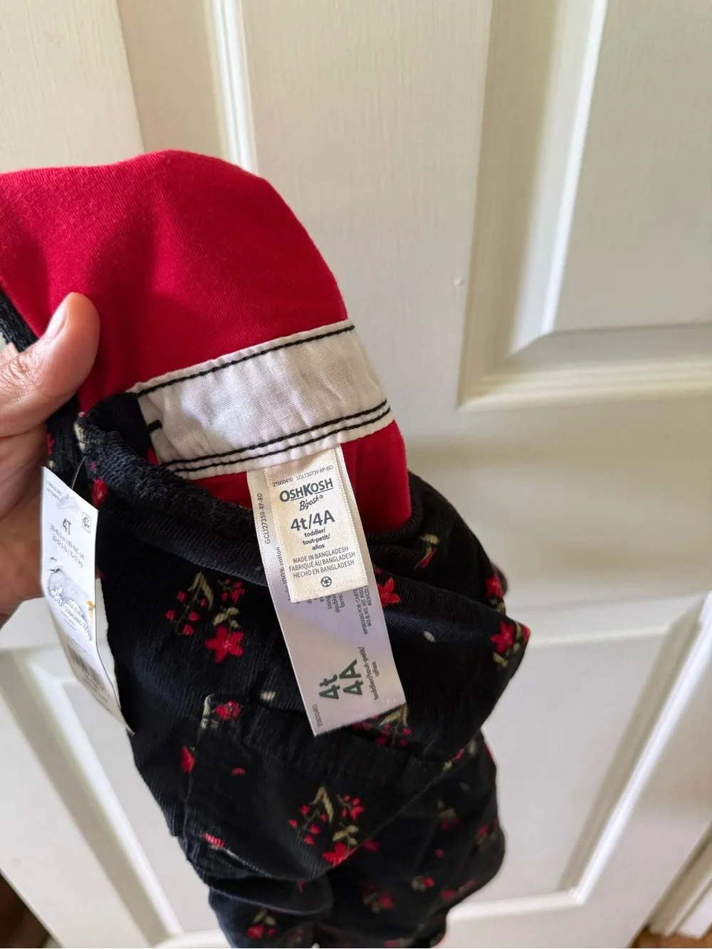 OshKosh B'gosh Black Floral Corduroy Overalls